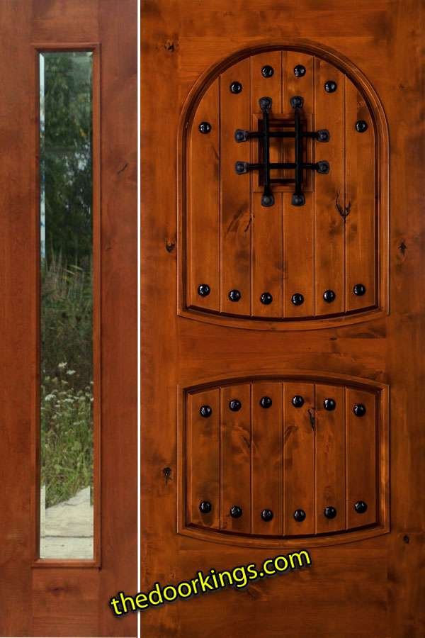 sw01 knoty alder wood door with one  bevel sidelite